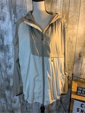 Teva Beige Hooded Shell Jacket with Blue Trim